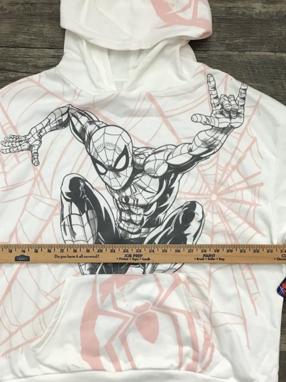 NWT Marvel Spiderman Women Sweatshirt Hoodie White/Pink Size Medium - Picture 7 of 9